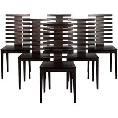 Set of Six Slat Back Dining Chairs