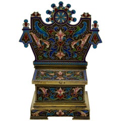 Antique Russian Enamel and Vermeil Salt-Chair by Ovchinikov