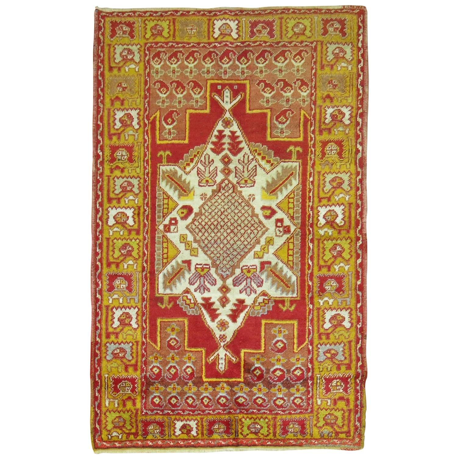 Vintage Turkish Oushak Bright Rug