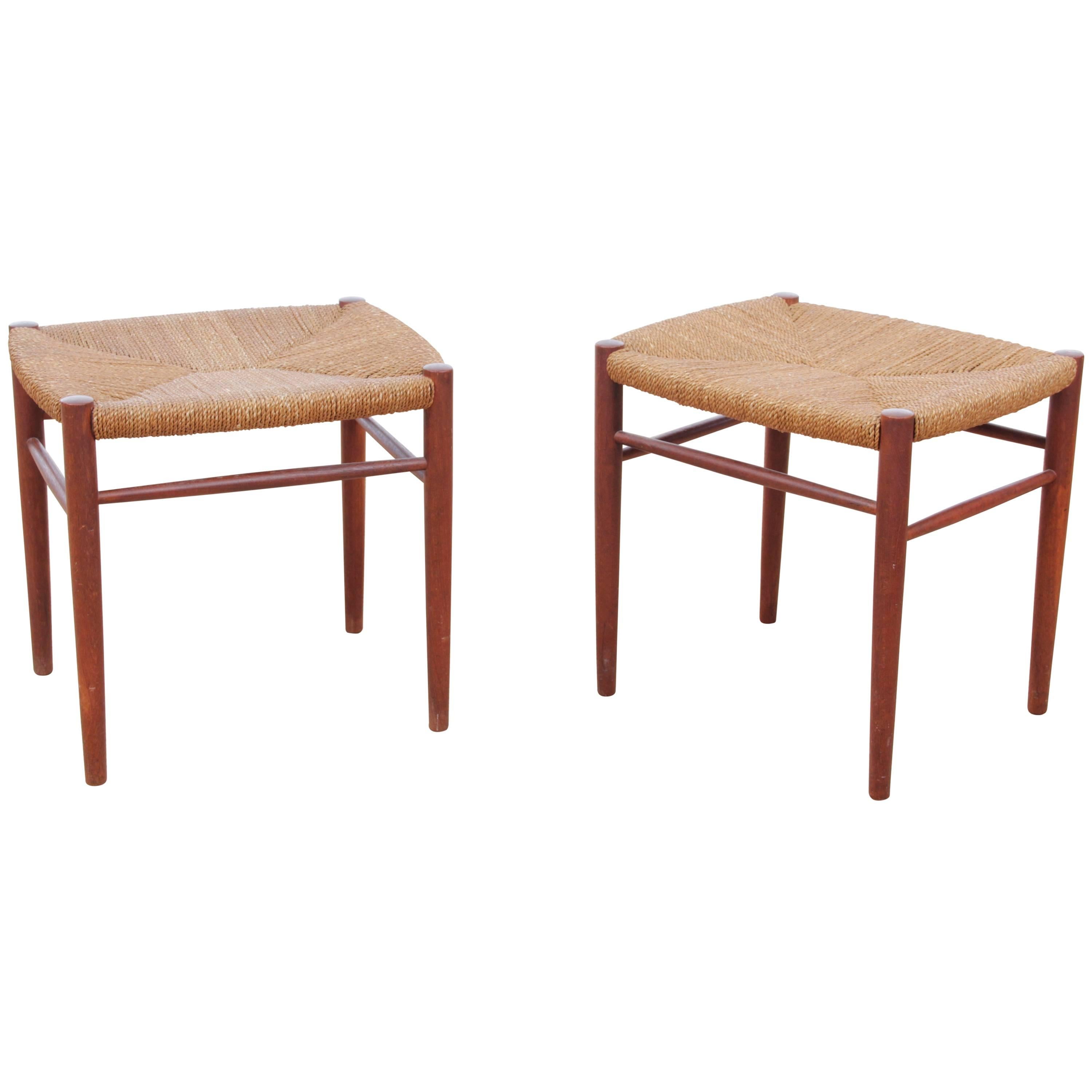 Mid-Century Modern Danish Pair of Stools in Teck Model 316