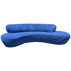 Vintage Vladimir Kagan Cloud Sofa in Blue Microfiber by Directional Furniture 