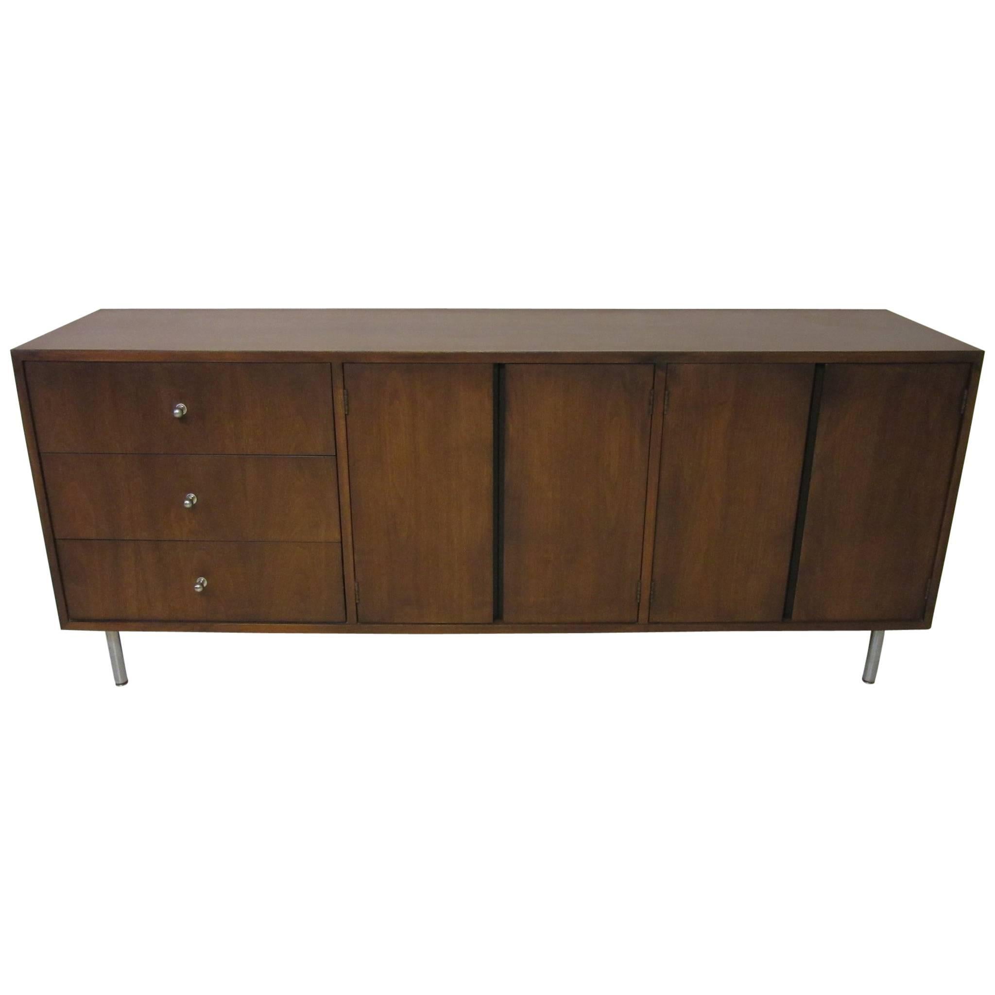 Midcentury Walnut Credenza in the Style of George Nelson