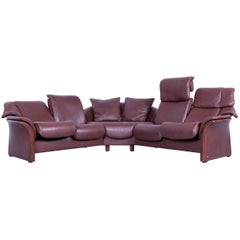 Used Ekornes Stressless Corner Sofa Mocca Brown Leather with Recliner Functions