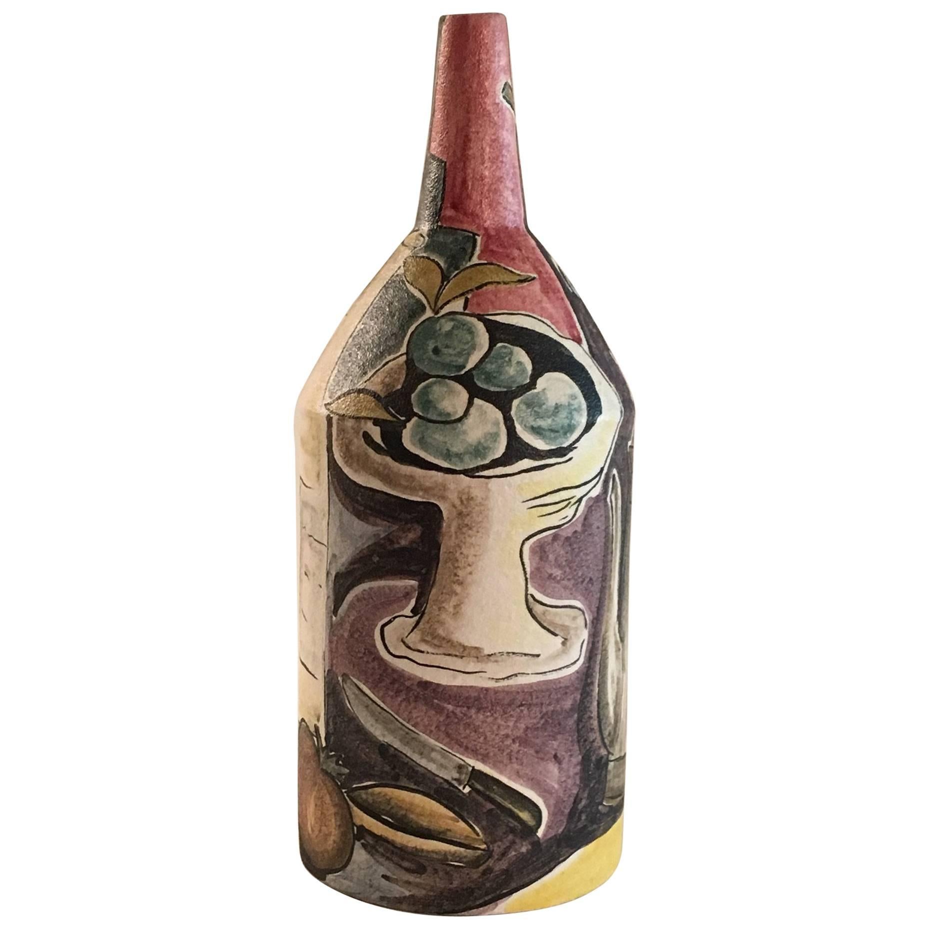 Marcello Fantoni Italy 1955 Bottle Vase Still Life For Sale