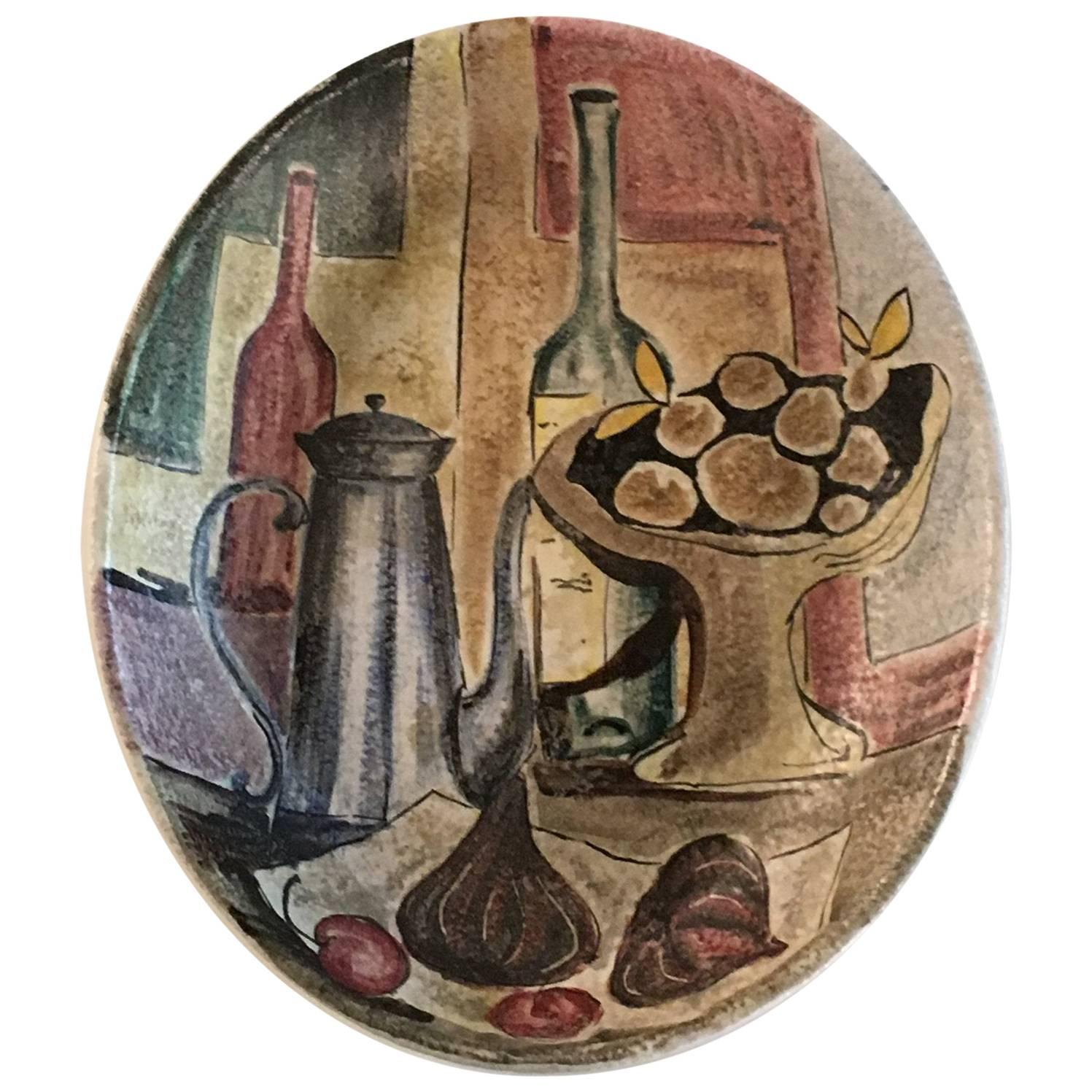 Marcello Fantoni Italy Wall Plaque Still Life, circa 1950 For Sale