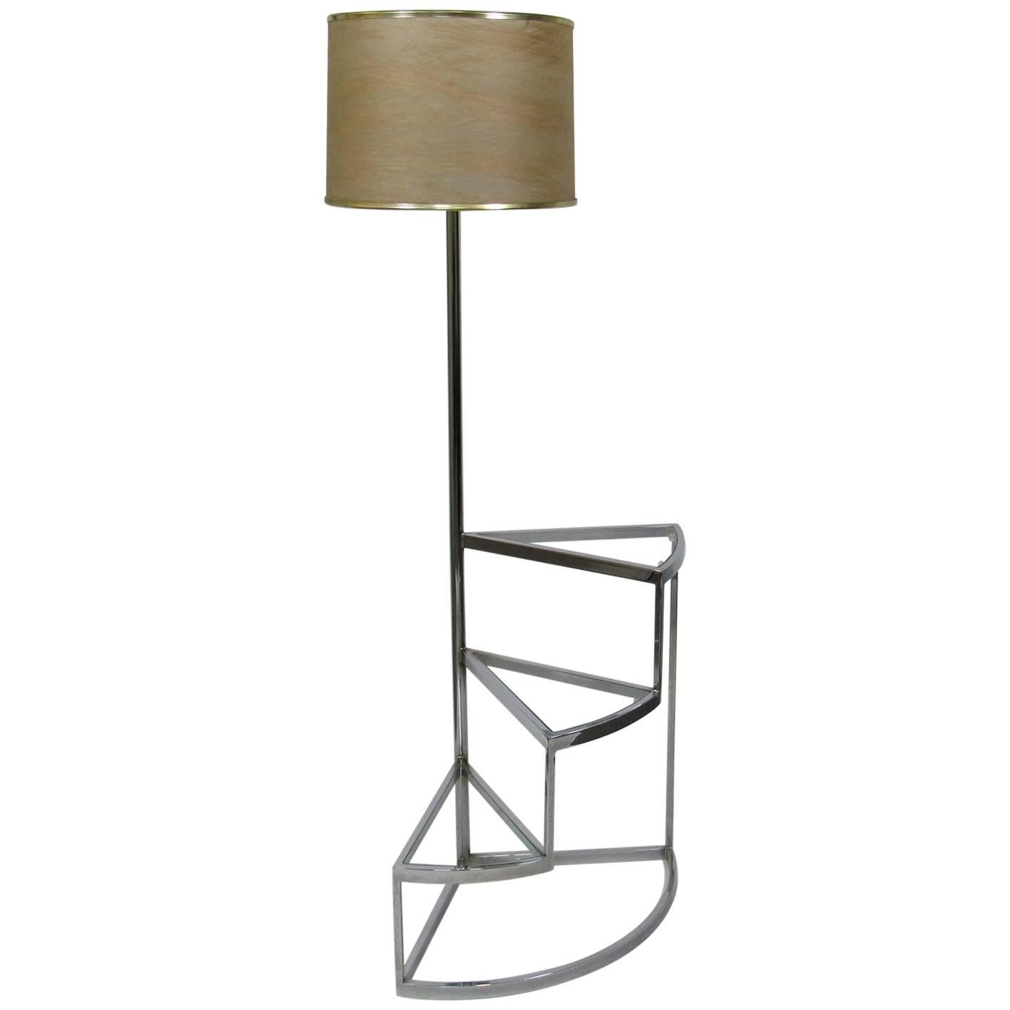 Modern Chrome and Glass Three-Tiered Table Lamp For Sale