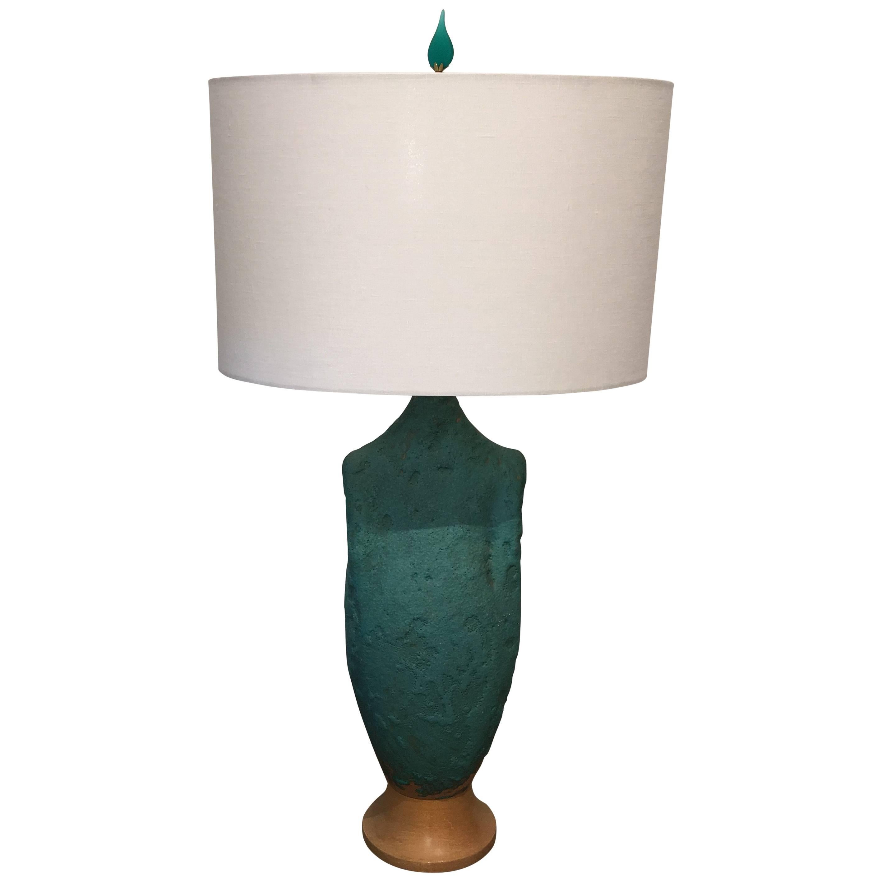 Figural Turquoise Vintage Ceramic Lamp