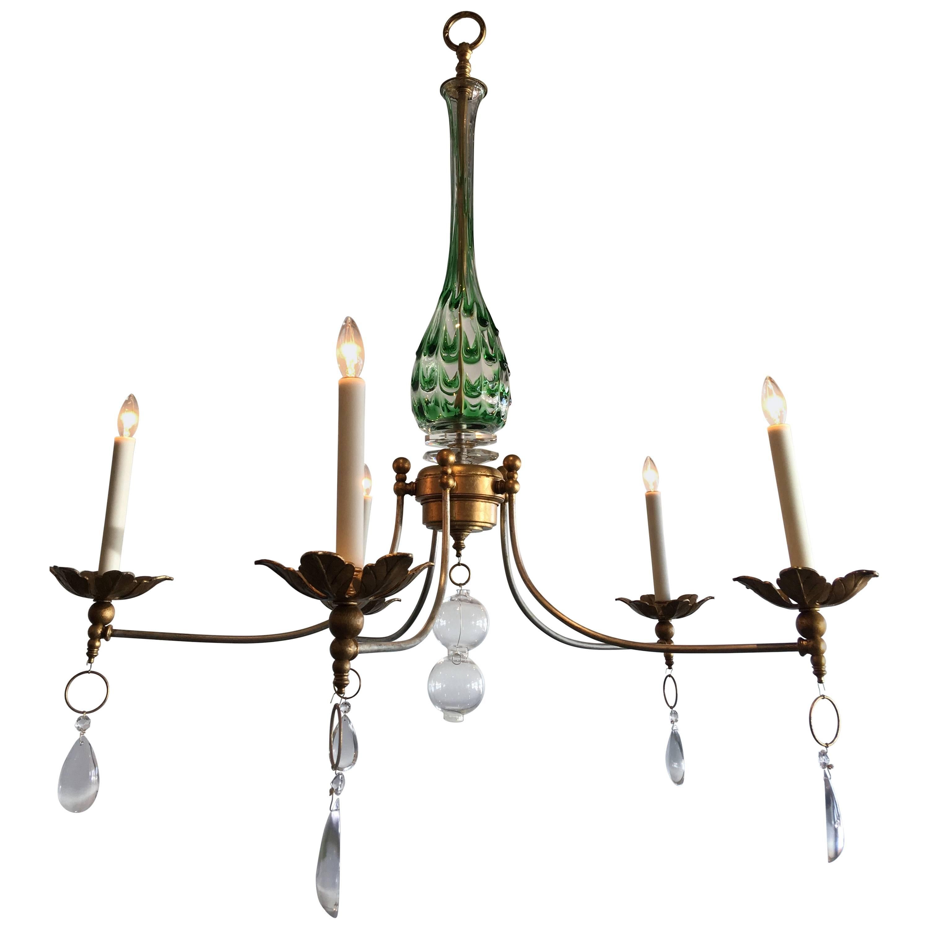 Vintage Murano Glass Chandelier with a Contemporary Twist For Sale