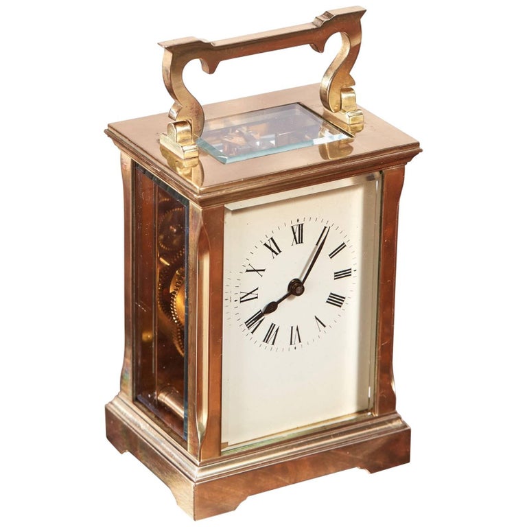 Antique French Brass Carriage Clock For Sale at 1stdibs