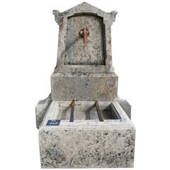 Small Gothic Wall Fountain in Natural Patinated Stone, Fountain from Provence