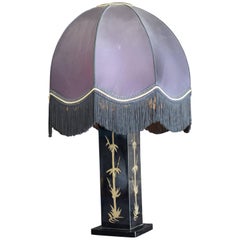 1970s Table Lamp on Japanese Lacquer Foot in the Style of Jean Claude Mahey