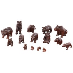 15 Antique Miniature Carved Black Forest Bears