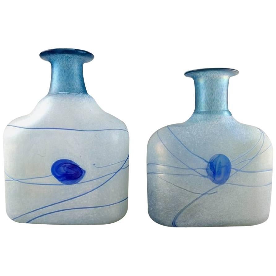 Two Large Art Glass Vases, Designed by Bertel Vallien for Kosta Boda