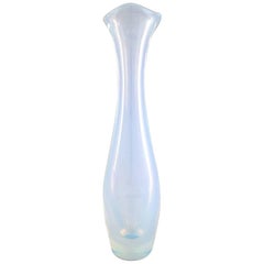 Sven Palmqvist for Orrefors, a Selena Vase, circa 1954, Light Blue Opaline Glass