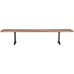 Bench, Reclaimed Hardwood, Sand Cast Brass Base by P. Tendercool in Stock