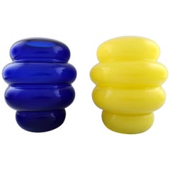 Pair of Large Swedish Art Glass Vases, Modern Swedish Design, 1950s-1960s