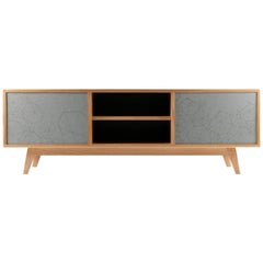 Scandinavian Modern Design "Eklo" Sideboard Cabinet with Contemporary Engraving 
