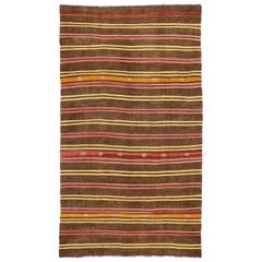 Vintage Turkish Kilim Rug with Bohemian Tribal Design and Modern Cabin Style