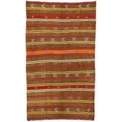 Vintage Turkish Kilim Rug with Bohemian Tribal Design and Modern Cabin Style