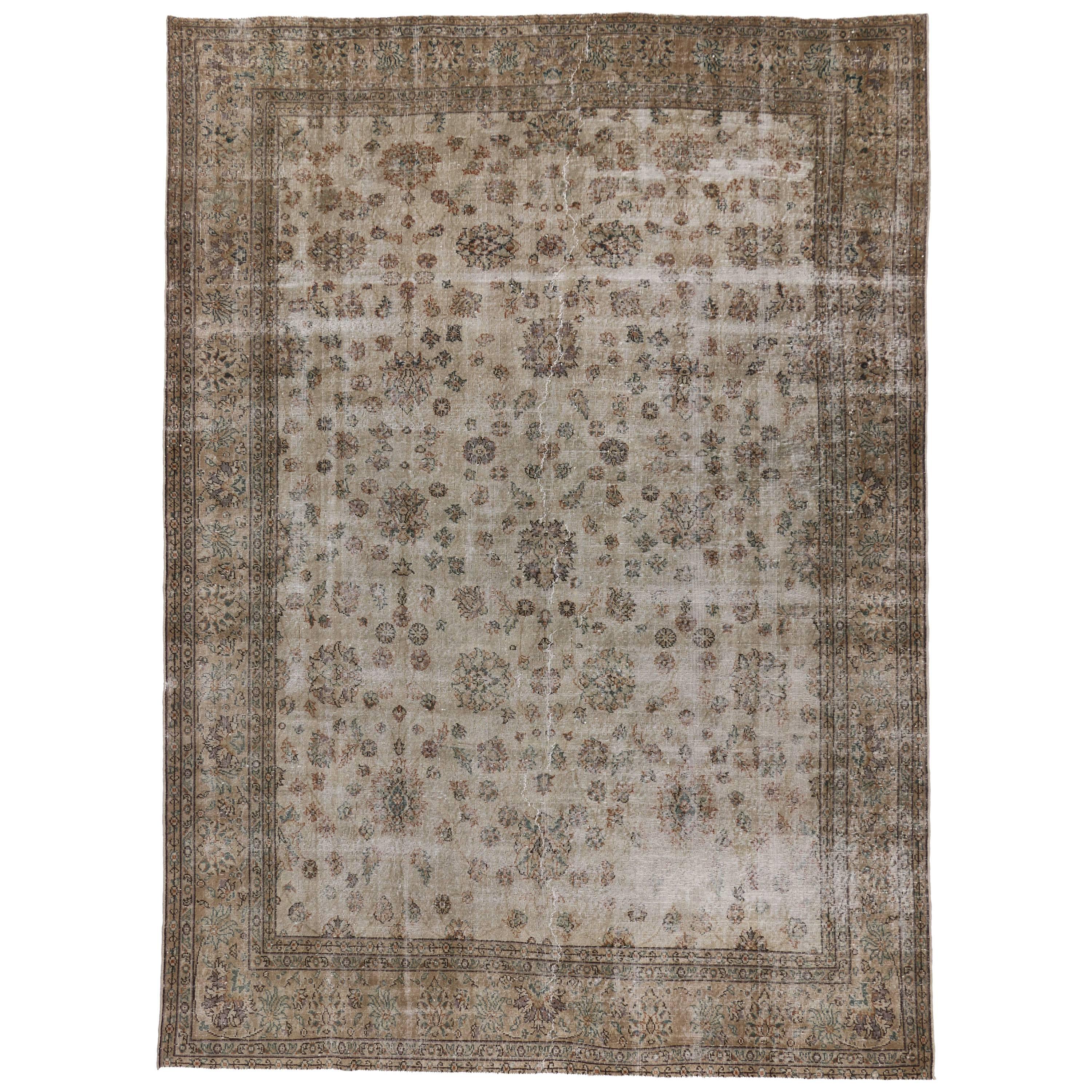 Distressed Sivas Rug with Shabby Chic Farmhouse Style