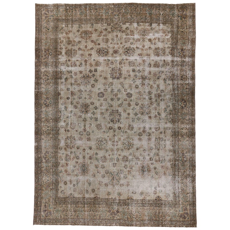Distressed Sivas Rug with Shabby Chic Farmhouse Style at 1stDibs