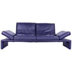 Koinor Raoul Designer Sofa Purple Eggplant Leather Three-Seat Couch
