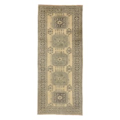 Vintage Turkish Oushak Hallway Runner with Gustavian or French Country Style