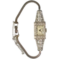 Orologio da polso da donna in platino Art Déco con diamanti