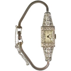 Vintage Art Deco Platinum Ladies Wristwatch with Diamonds