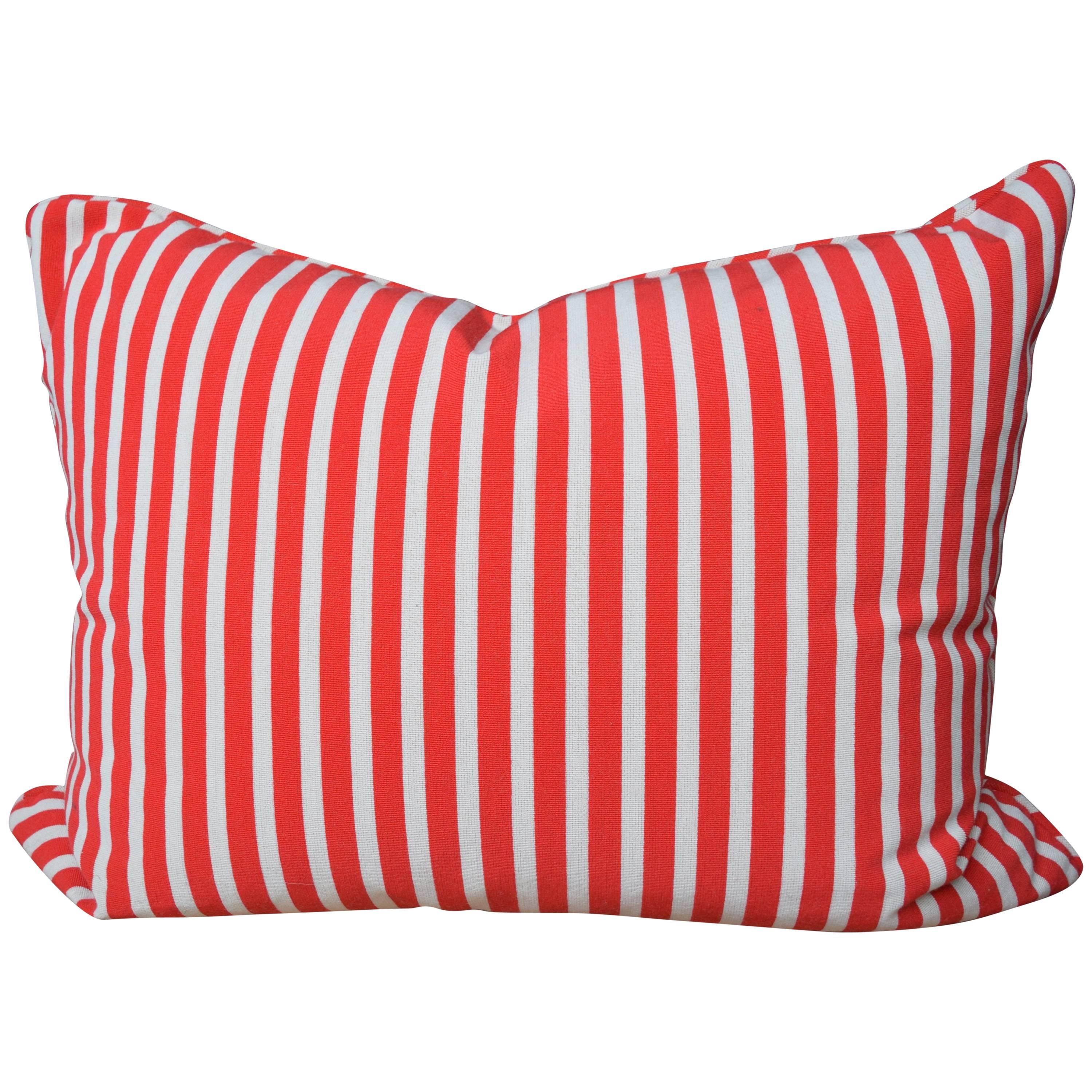 Large Cushion in Red and White Gert Voorjans for Jim Thompson Epinglé Fabric For Sale