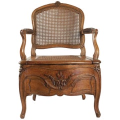 Antique Commode Chair Period Louis XV with Its Original Porcelain Basin from Rouen