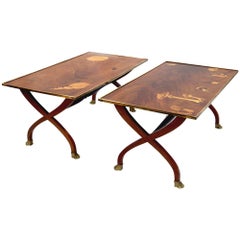 Christian Dior, Pair of Coffee Tables or Side Tables, Wood, circa 1970