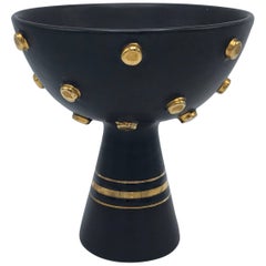 1960s Italian Black and Gold Compote Bowl