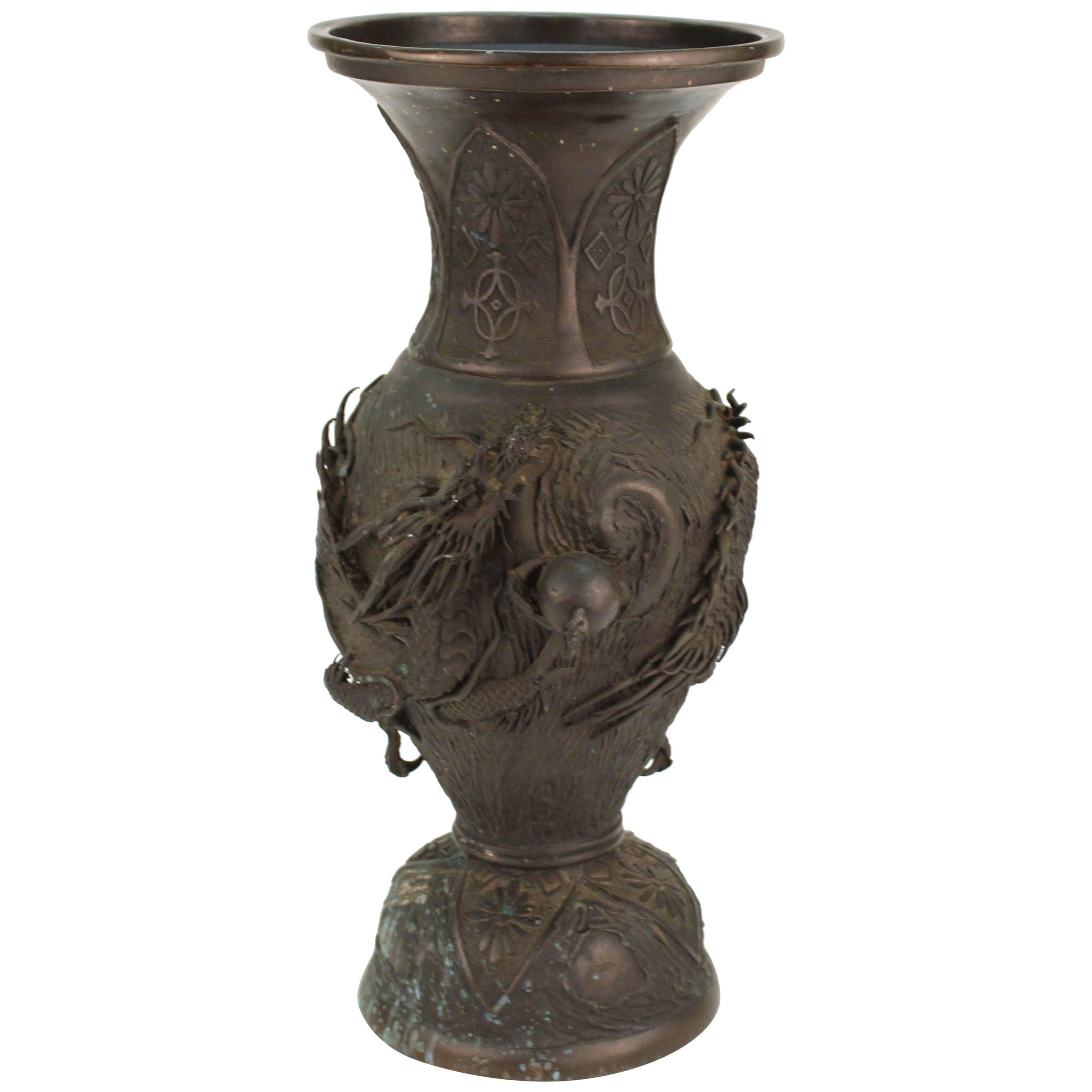 Indian Antique Bidri Ware Silver Overlay Metal Vase For Sale at 1stDibs