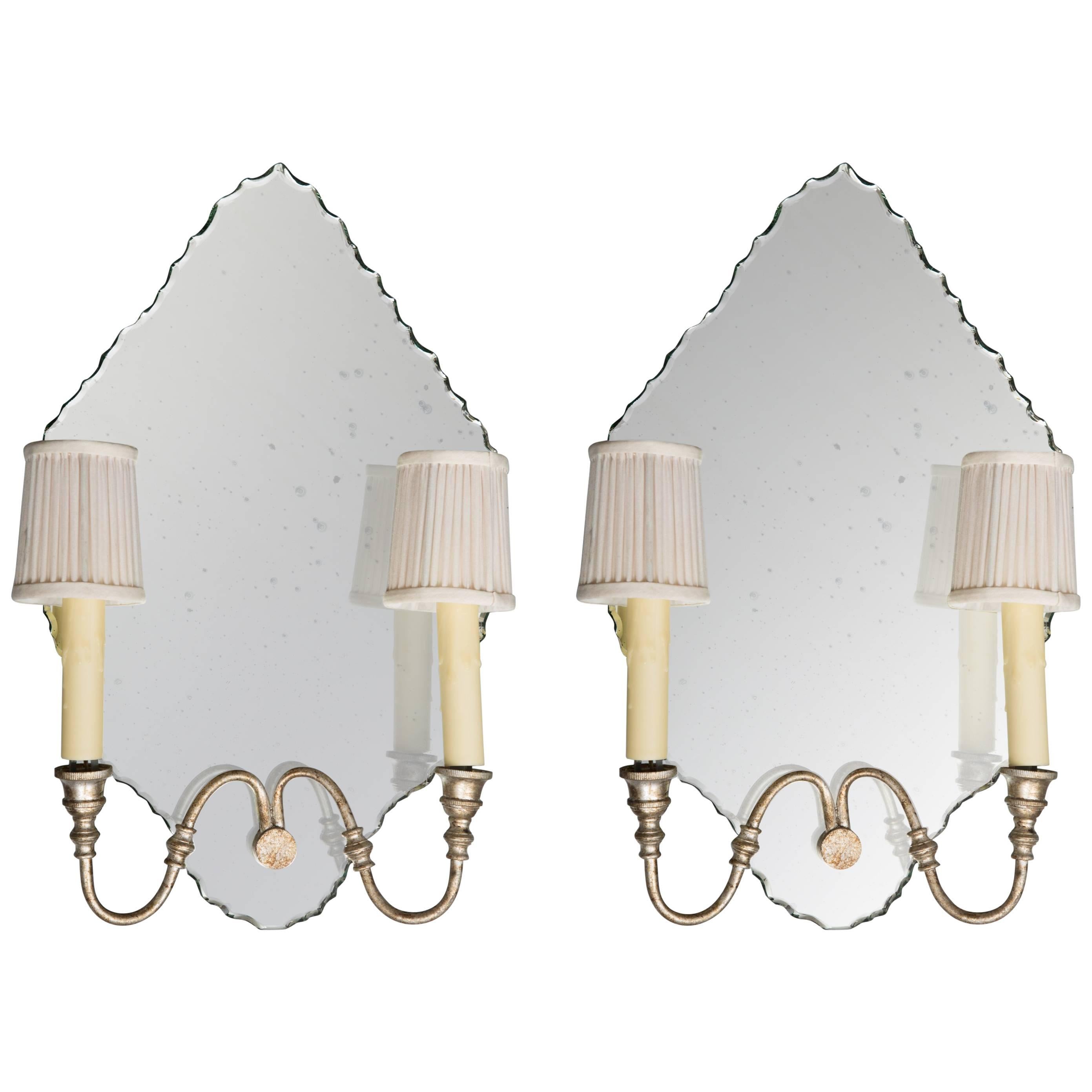 Pair of Italian Mirrored Sconces For Sale