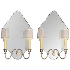 Antique Pair of Italian Mirrored Sconces