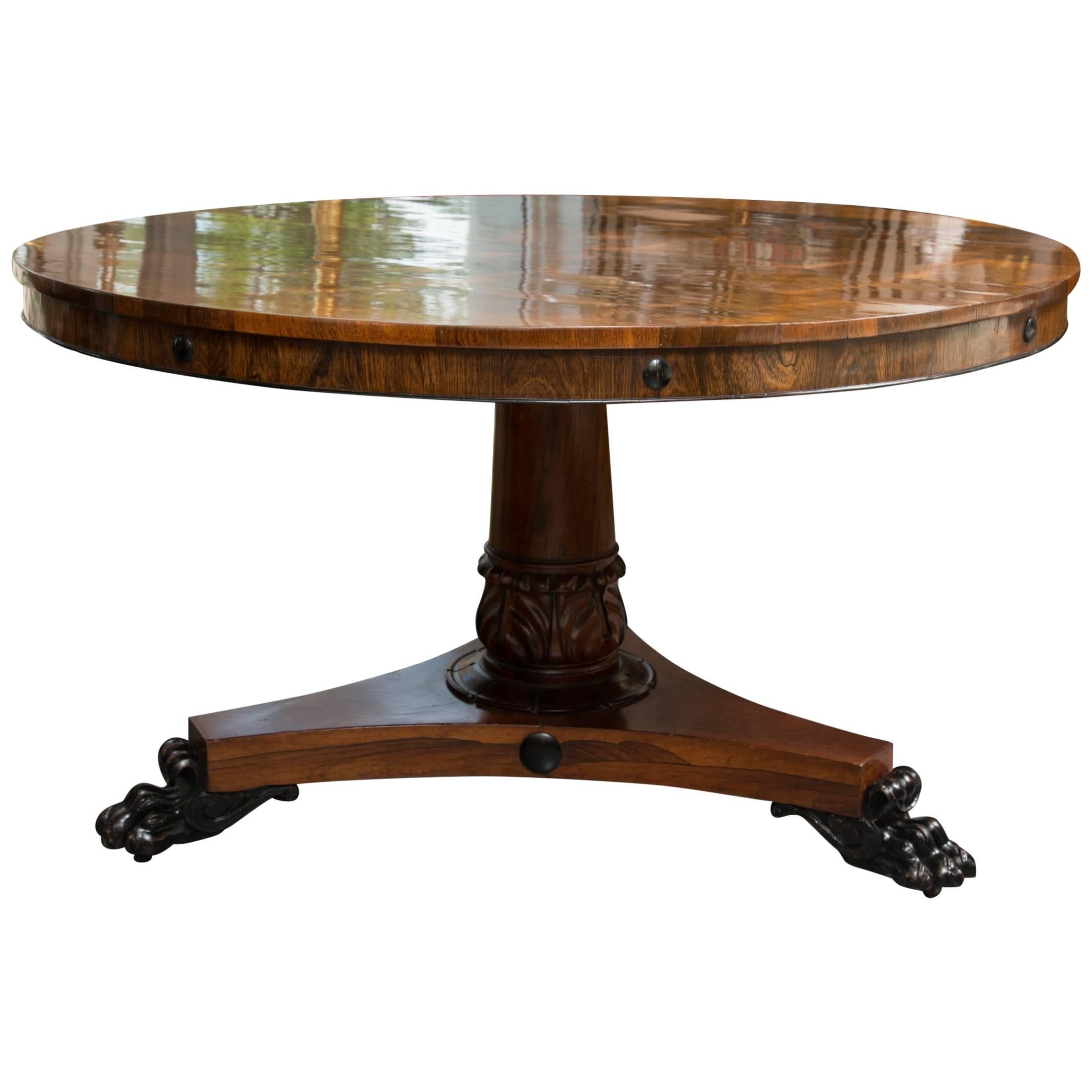 Regency Style Rosewood Centre Table with Ebonized Decoration