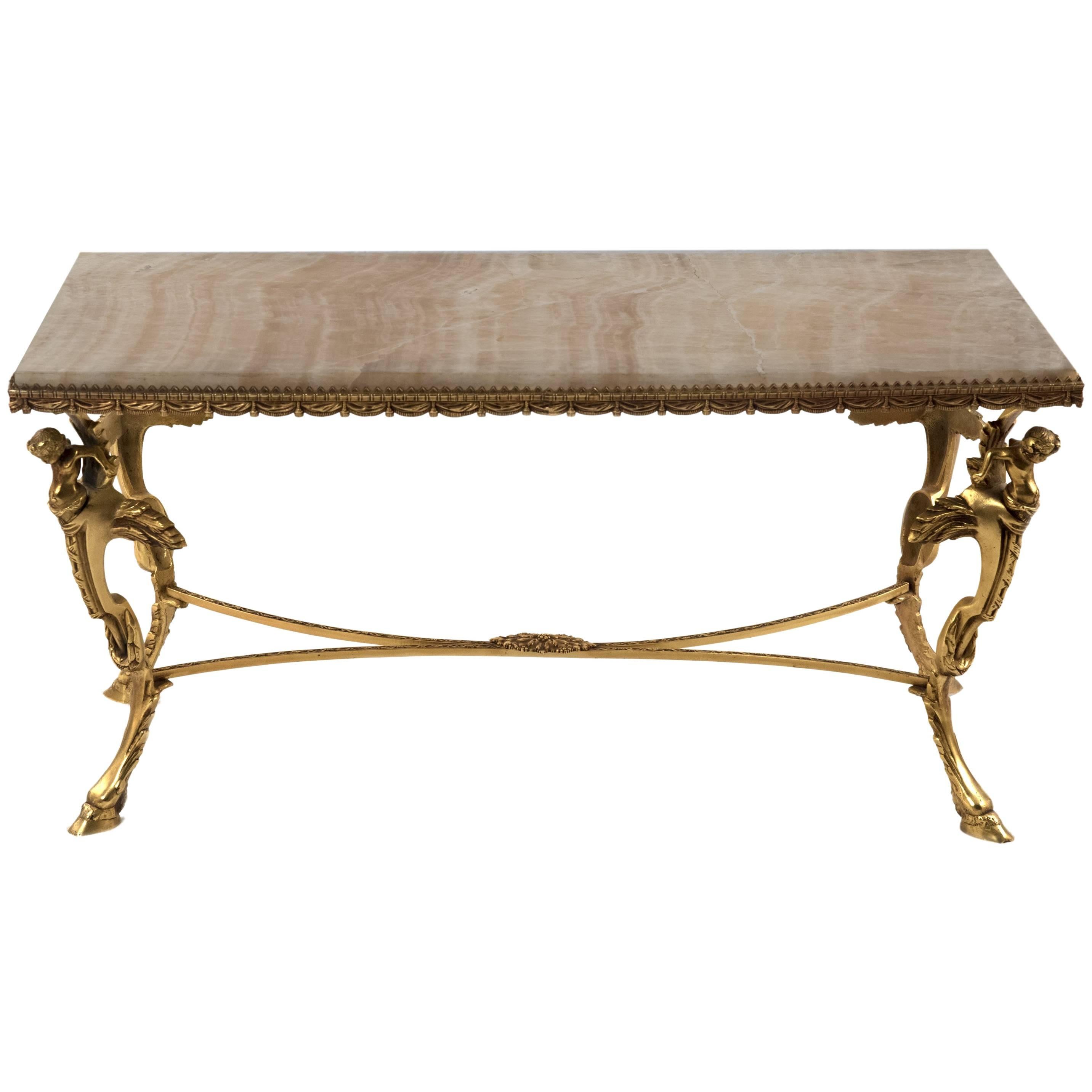 Neoclassical Marble and Gilt Coffee Table