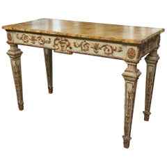 19th Century Venetian Parcel-Gilt Console with Faux Marble Top