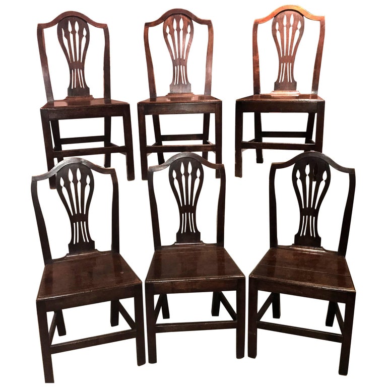 Set of Six English Oak Country Dining or Side Chairs at 1stDibs