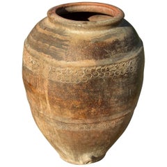 18th Century Hand-Streaked Spanish Terracotta Water Jar