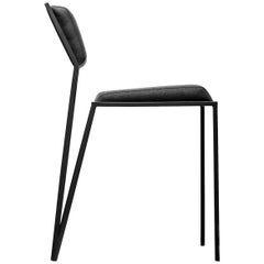 Minimalist Chair in Steel, Brazilian Contemporary Style, Black, by Tiago Curioni