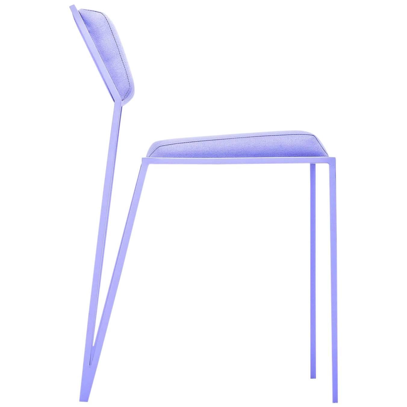 Minimalist Chair in Steel, Brazilian Contemporary Design, Lavender