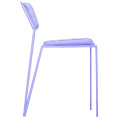 Minimalist Chair in Steel, Brazilian Contemporary Design, Lavender