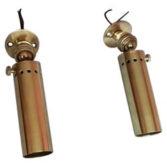 French Mid-Century Modern Pair of Brass Spotlights Sconces, 1950s