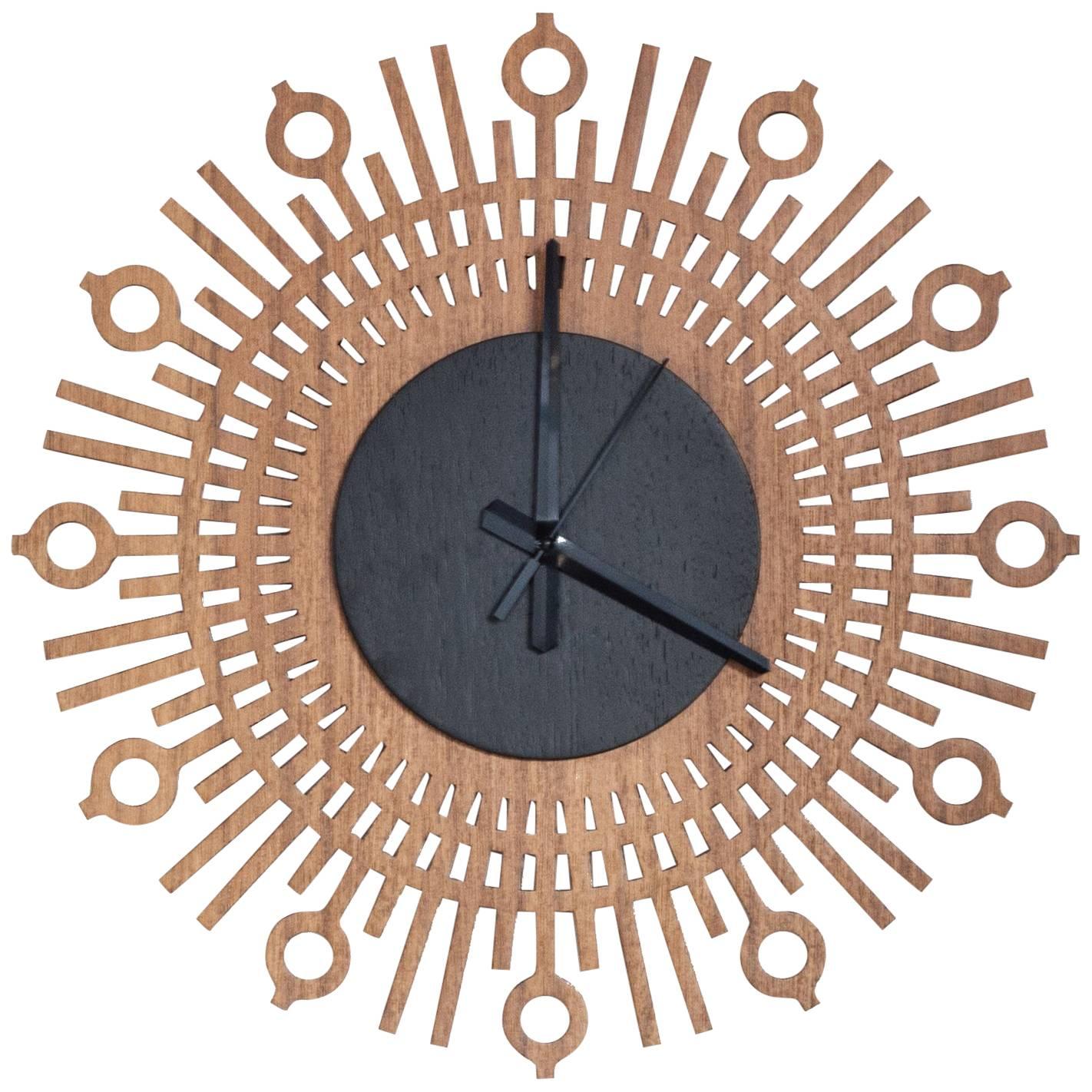 Coat Brazilian Contemporary Wood Wall Clock by Lattoog