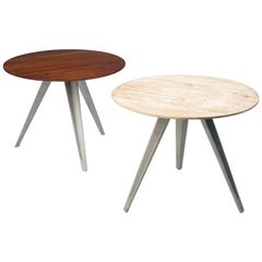 AKMD Collection Reclaimed Teak Wood and Metal Dart Side Table