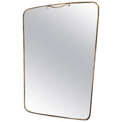 Midcentury Italian Mirror with Brass Frame