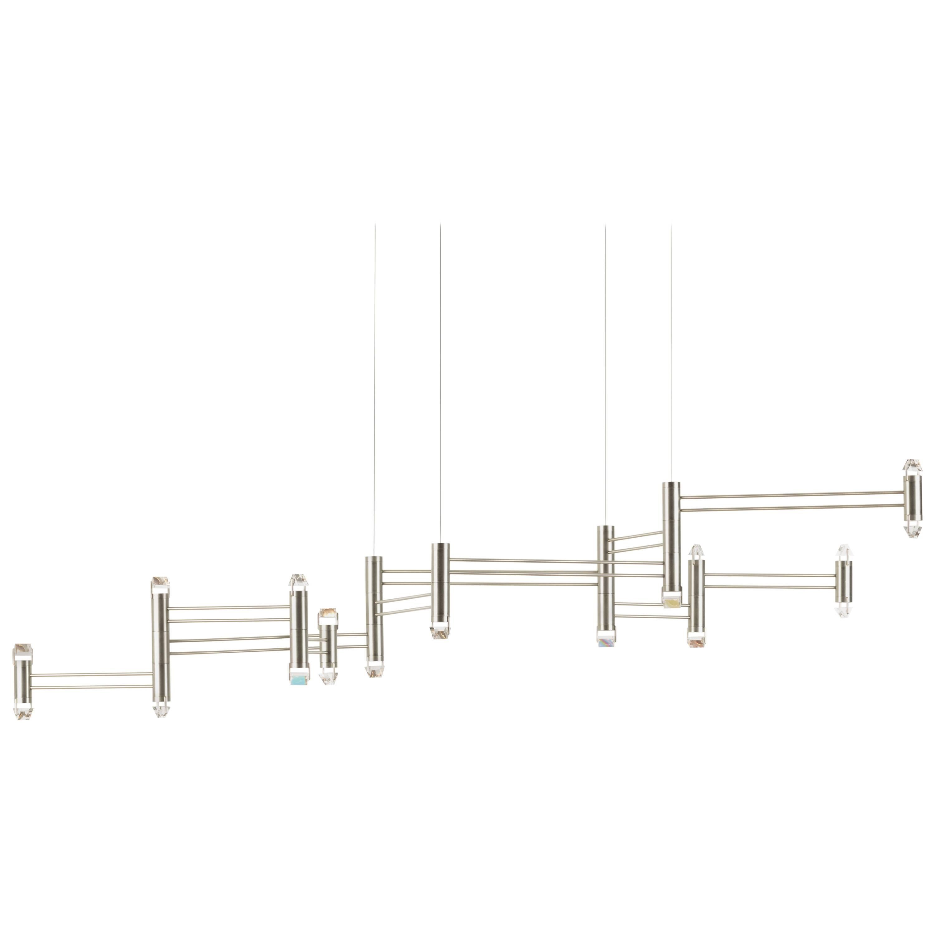 Aries XI.II Chandelier in Polished Nickel with Faceted Glass and LED lights