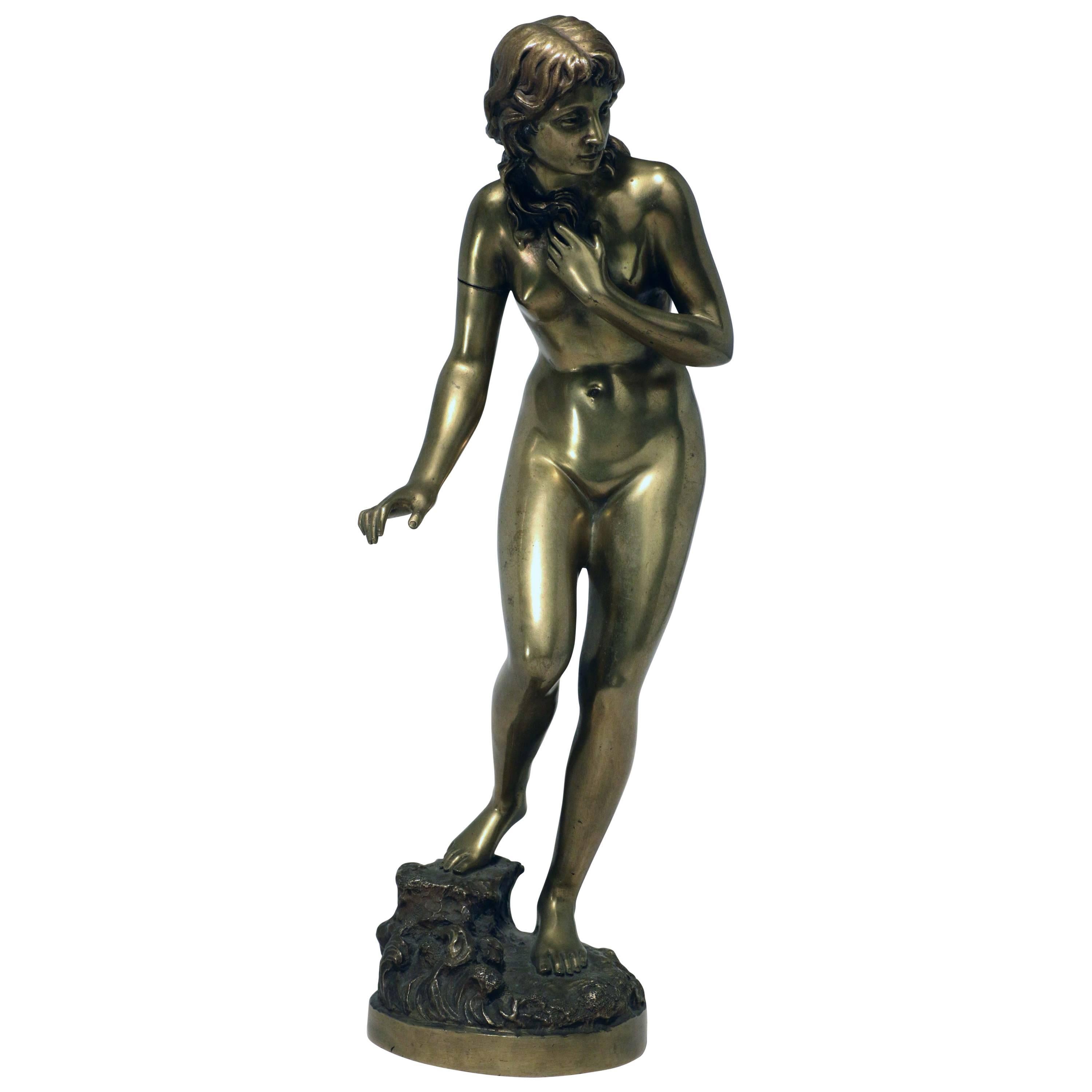 Standende weibliche Aktbalerin, Bronze, signiert Fullborn